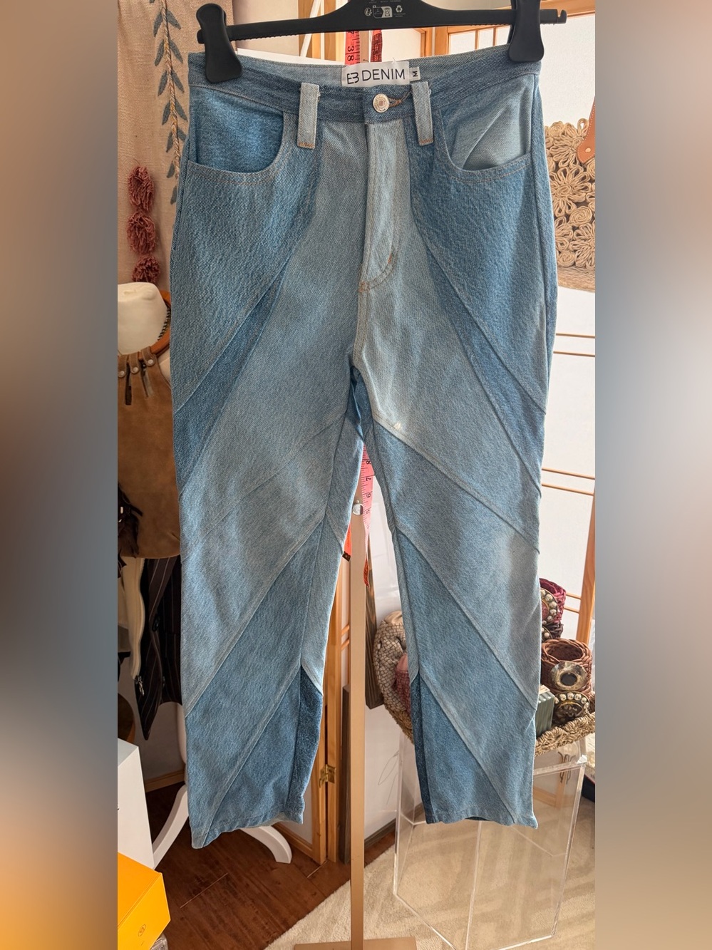 EB Denim Patchwork Panel Jeans Made in California 100% Cotton Size M